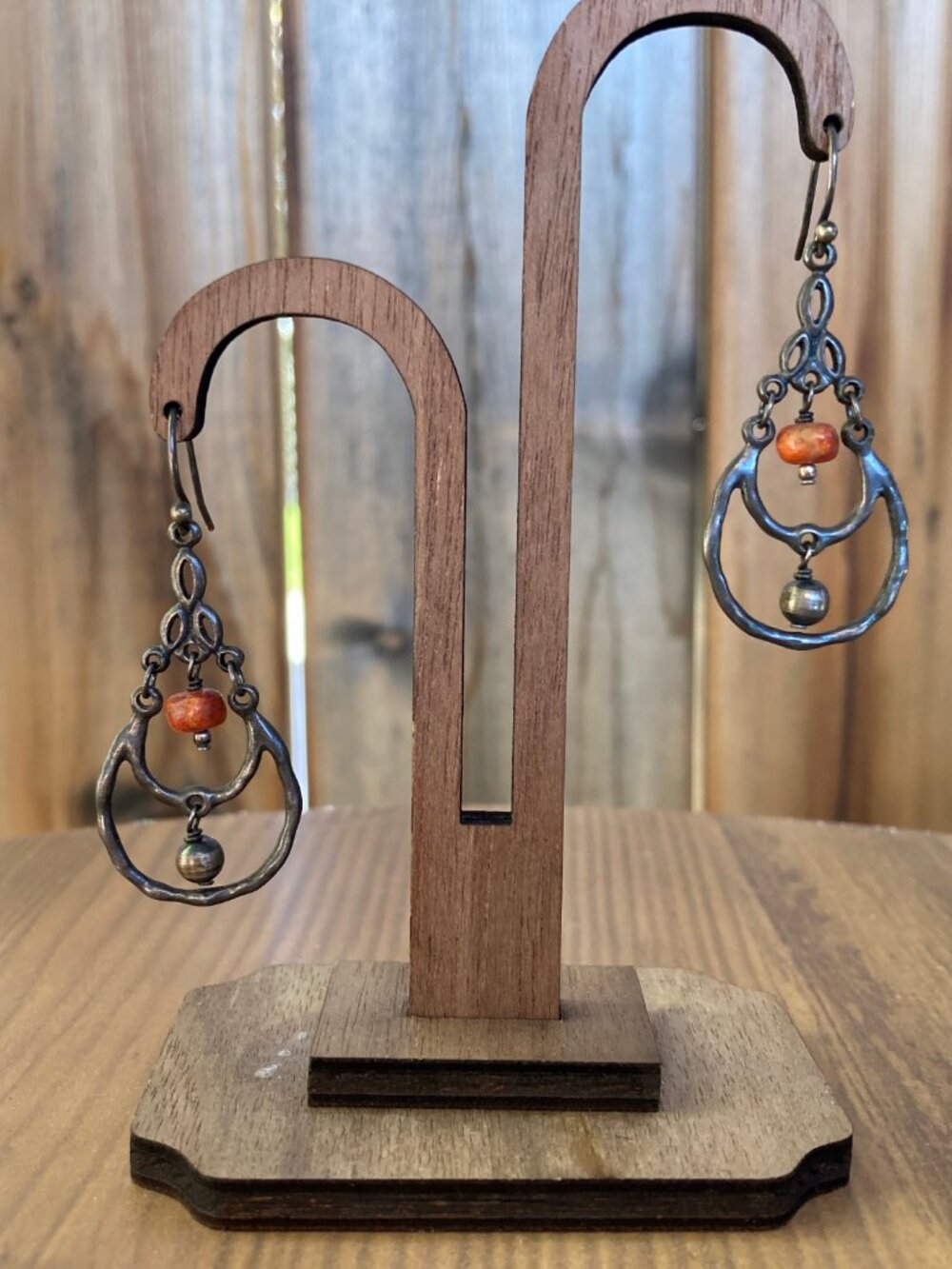 W1560 Silpada Retired Dangle Earrings, Coral & Sterling Silver, 2010-11 Catalog